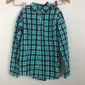 OshKosh Boys Size 10 Blue Plaid Button Up Shirt